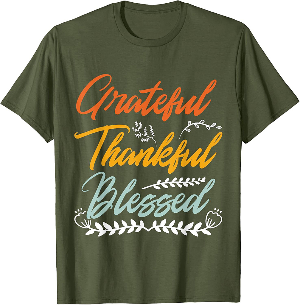 Grateful Thankful Blessed Thanksgiving T-Shirt