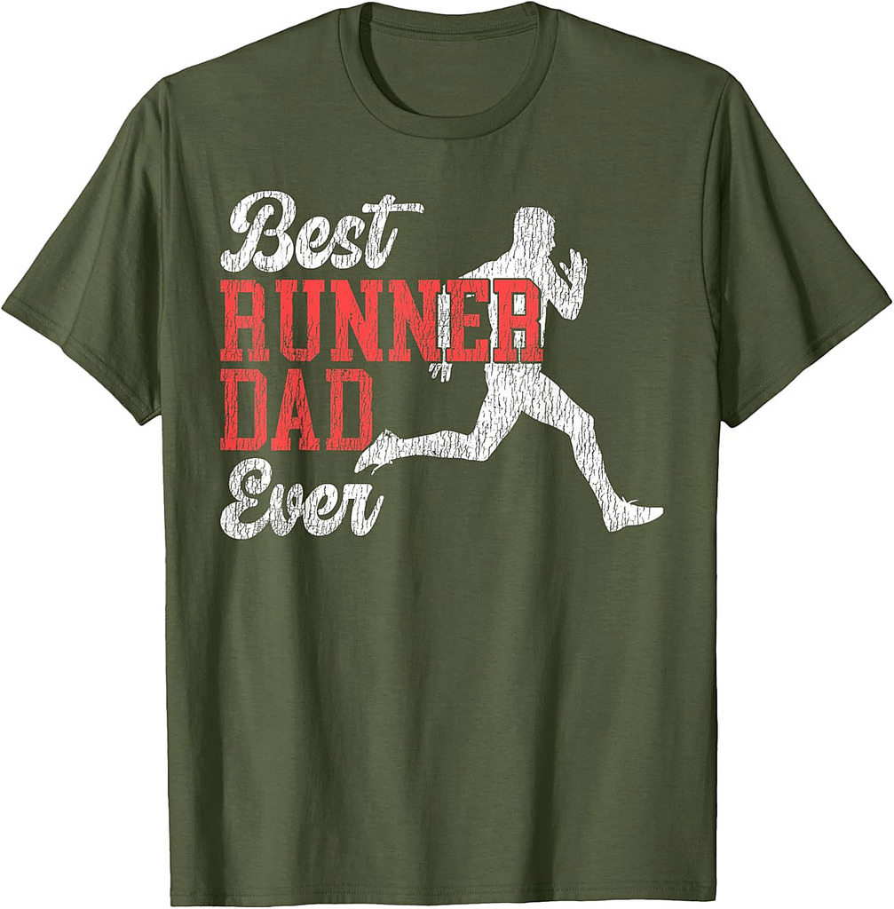 Running Runner Half Marathon Dad Father Vintage Best Runner Dad Ever T-Shirt