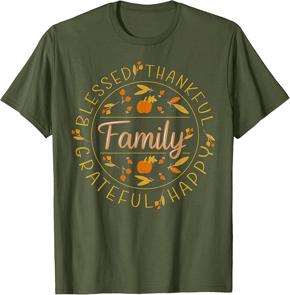 Blessed Thankful Family Thanksgiving T-Shirt