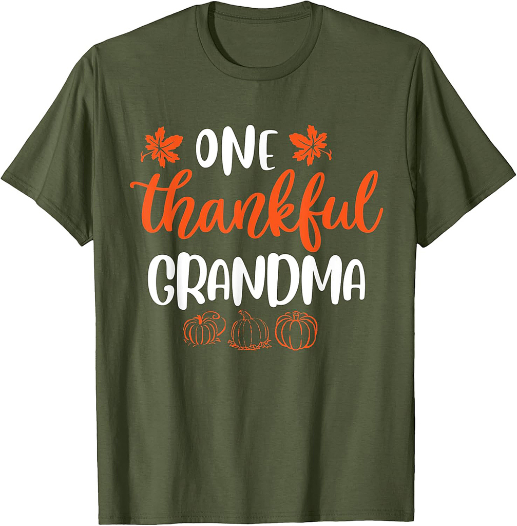One Thankful Grandma Fall Thanksgiving Autumn Funny Gifts T-Shirt