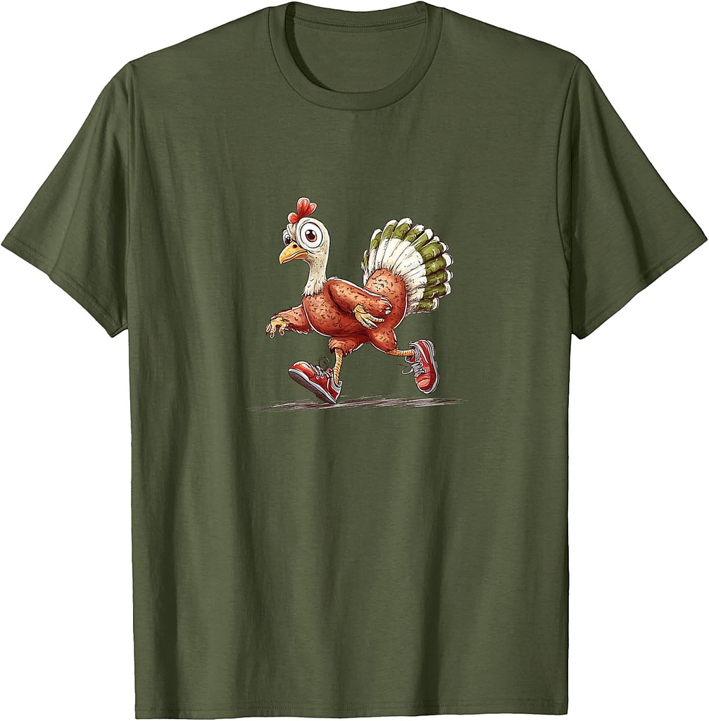 Thanksgiving Running Turkey Sneakers T-Shirt