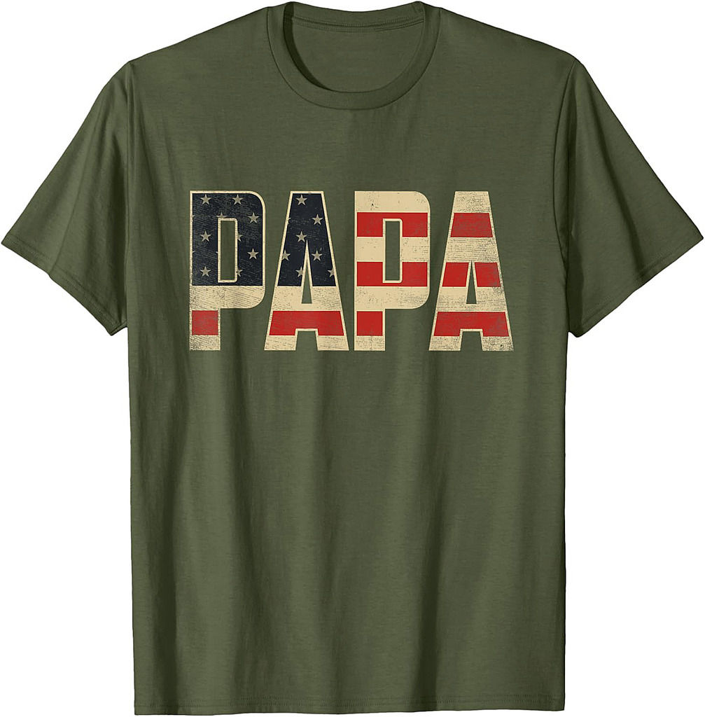 Papa Bold Patriotic American Flag Father’s Day Papa T-Shirt