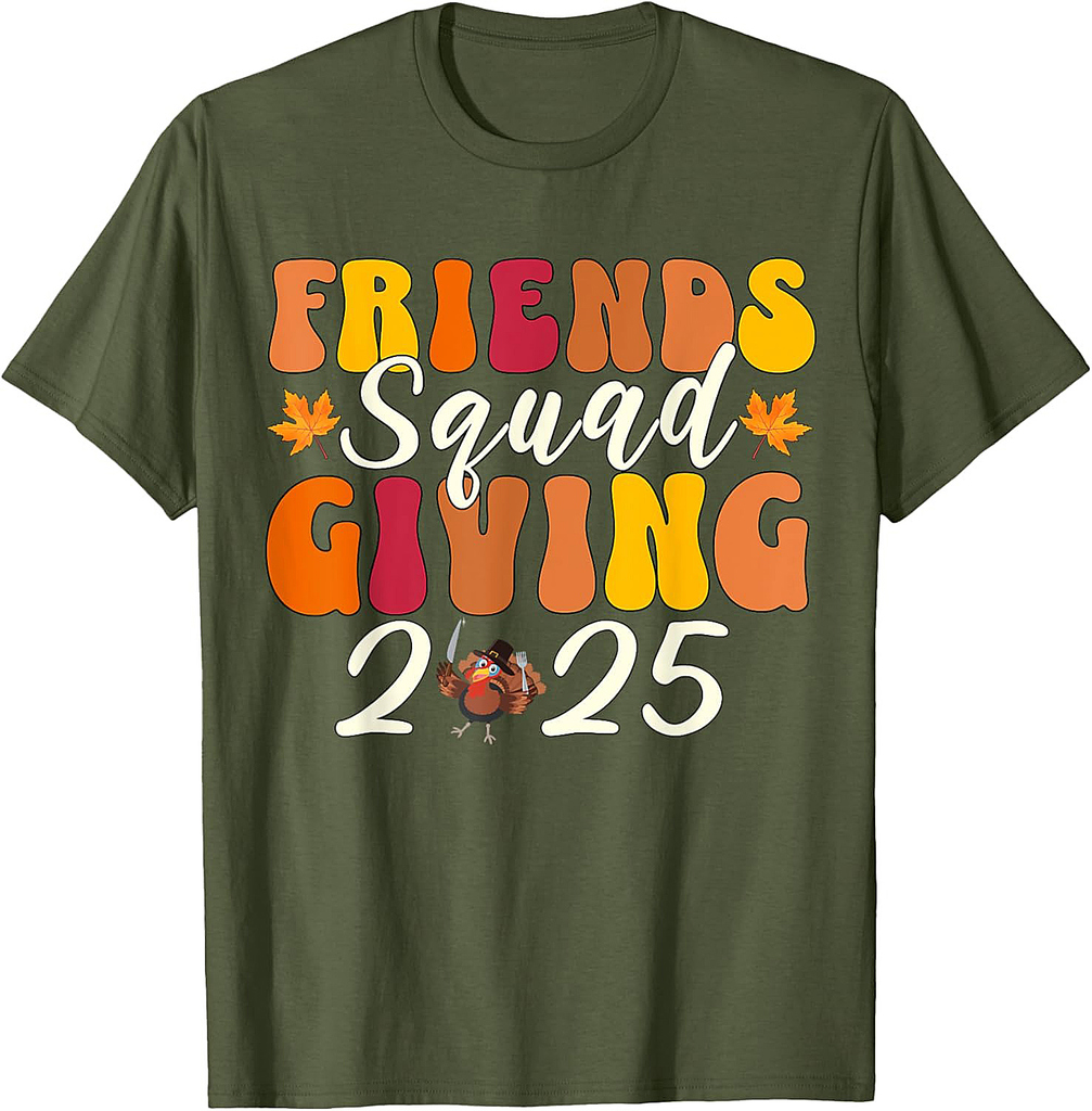 Retro Friendsgiving Squad 2025 Thanksgiving Group Fall T-Shirt