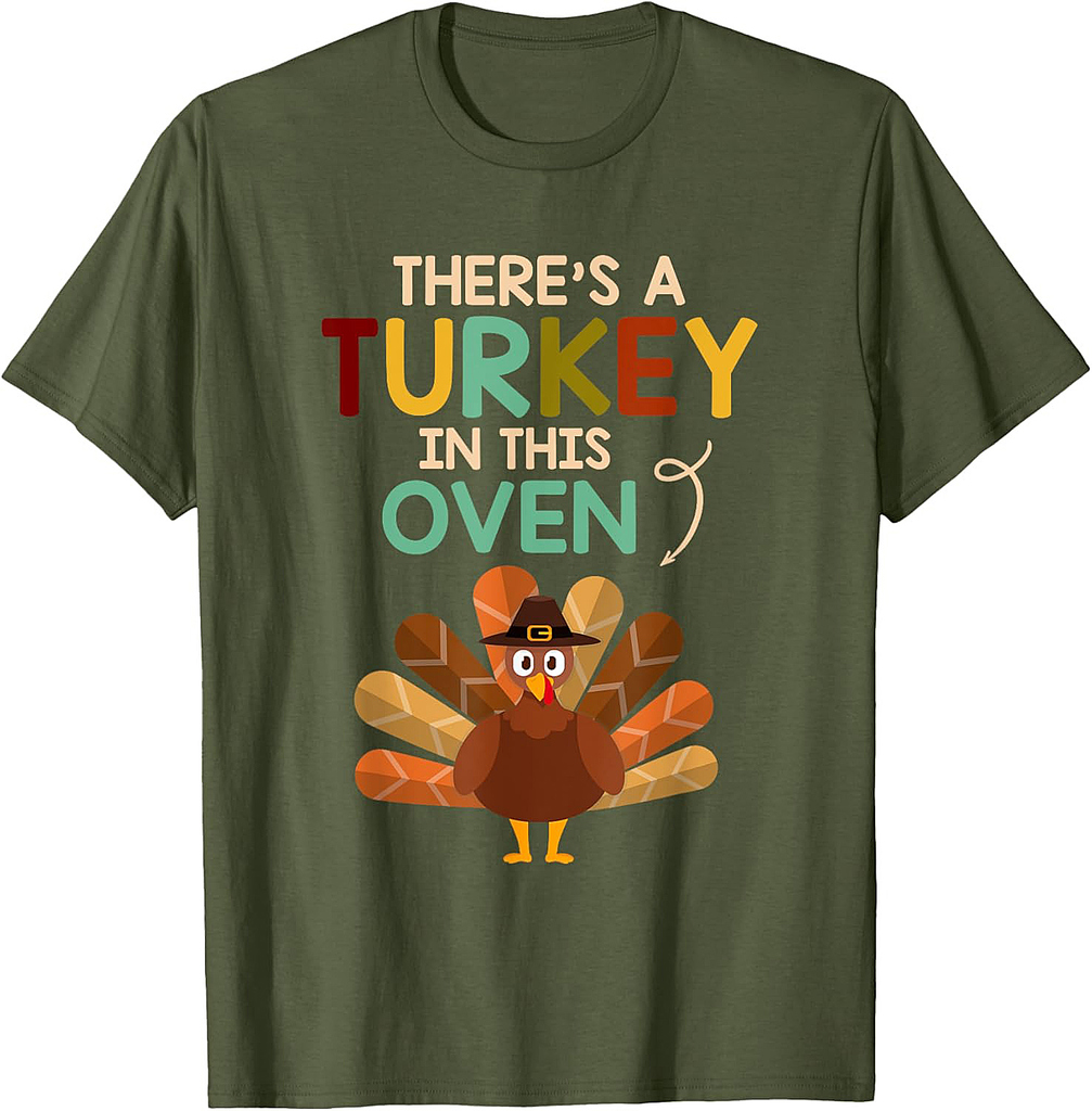 There's A Turkey in This Oven Pregnancy Thanksgiving Couple T-Shirt