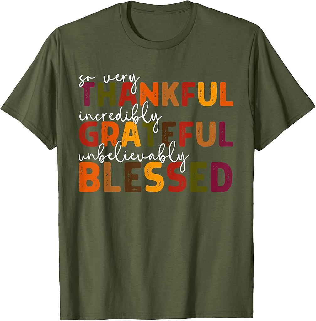 Thankful Grateful Blessed Thankful Blessed Tee Thanksgiving T-Shirt