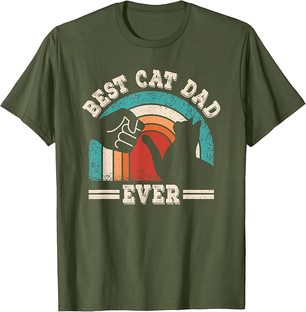 Best Cat Dad Ever Funny Retro Cat Lover Vintage Father's Day  T-Shirt