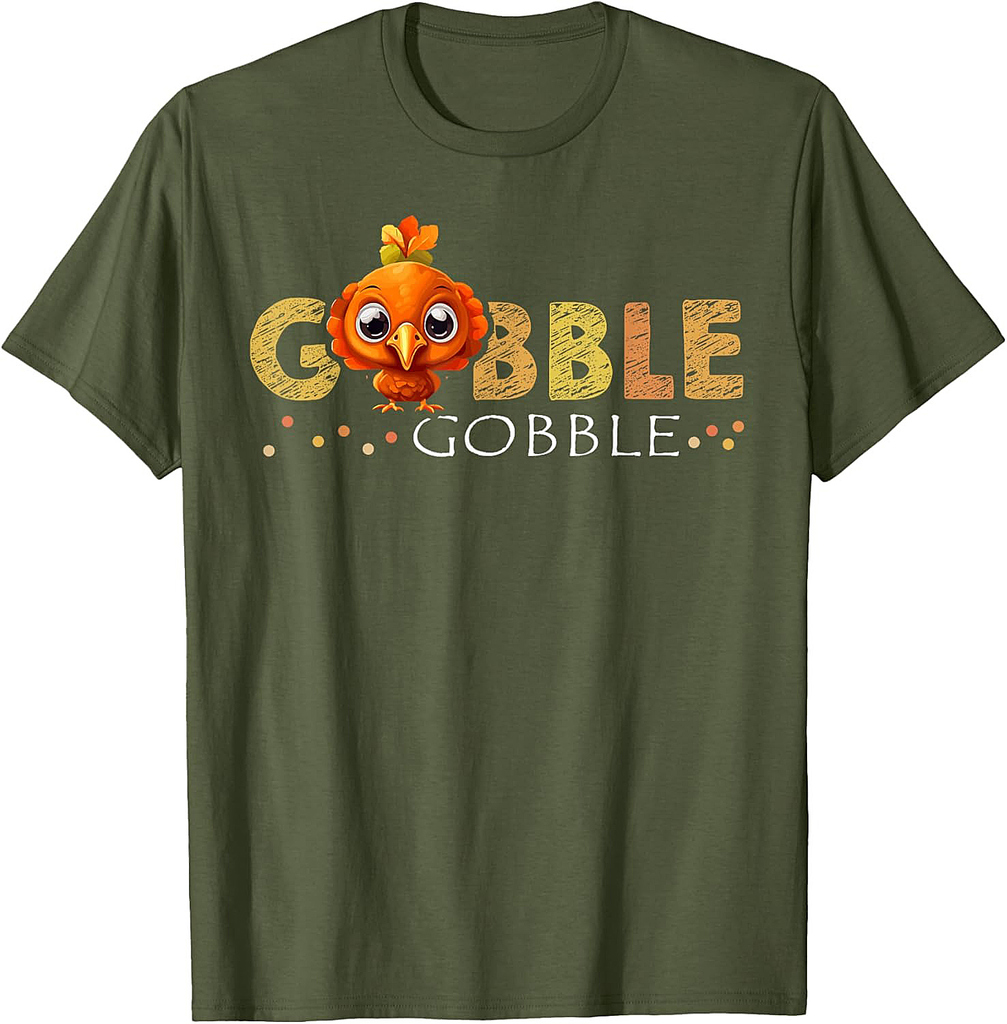 Boys Thanksgiving Cartoon Turkey Shirt Black Classic Fit T-Shirt