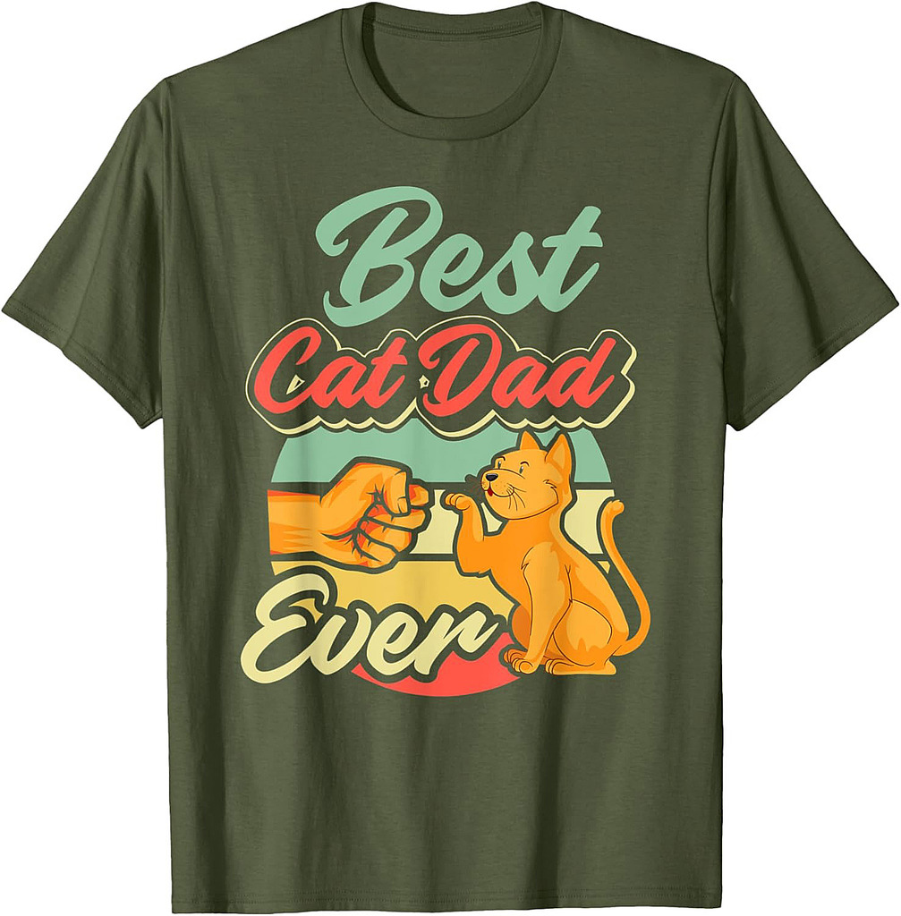 Best Cat Dad Ever Retro Vintage Best Cat Father Gift T-Shirt