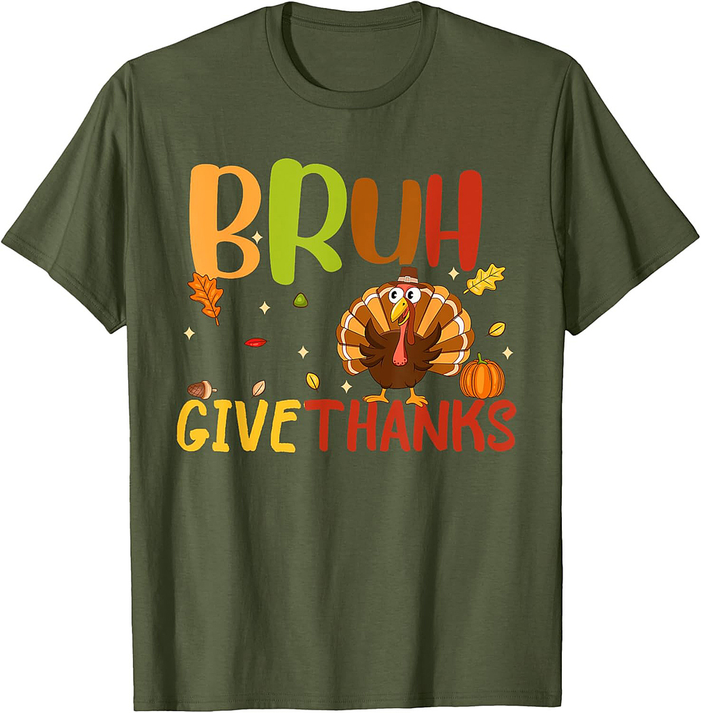 Bruh Meme Funny Thanksgiving Turkey Men Women Thankful T-Shirt