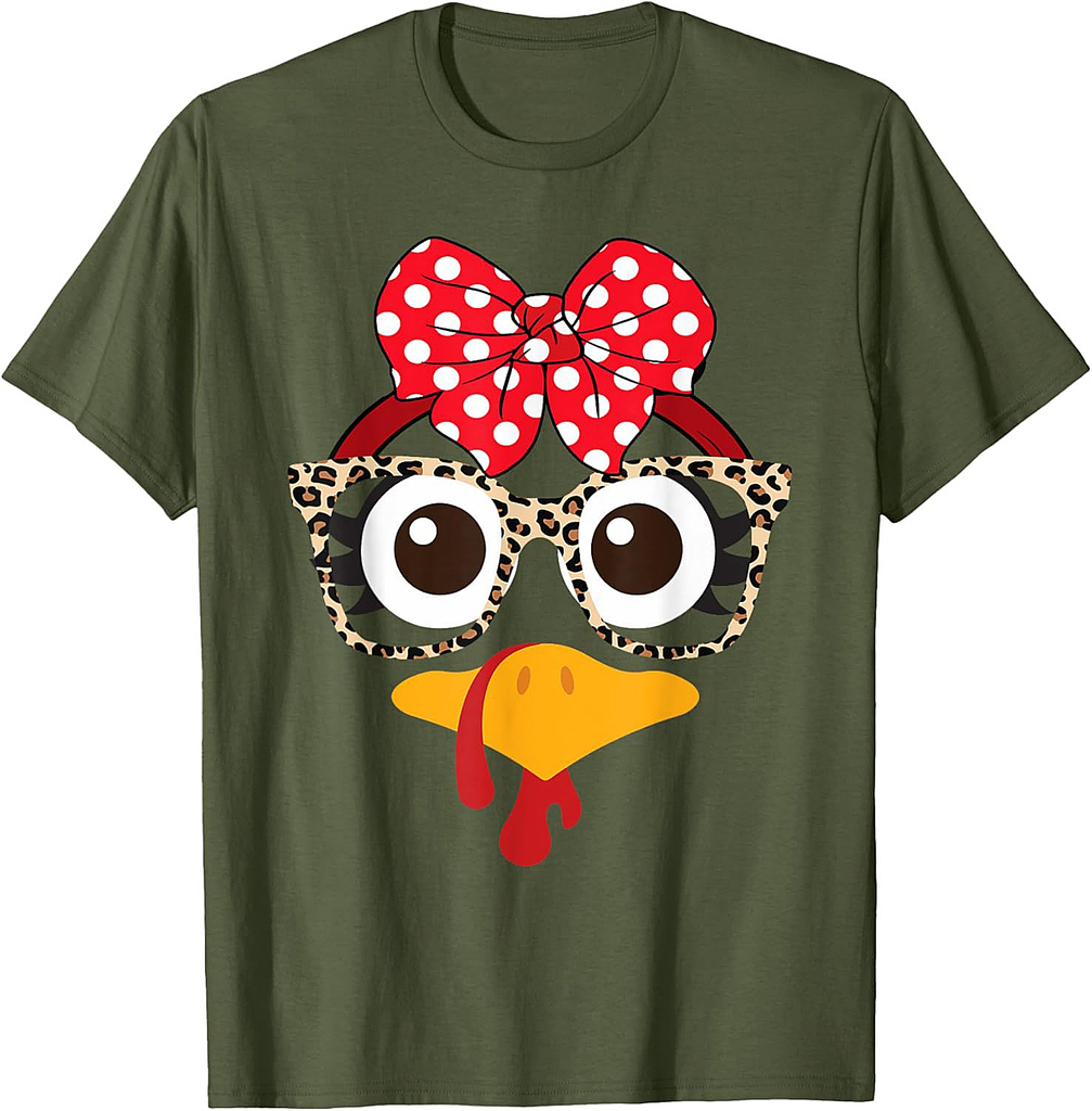 Turkey Face Leopard Glasses Bandana Eyelashes T-Shirt