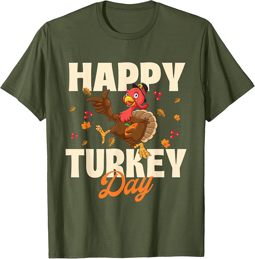 Fall & Thanksgiving Shirts Happy Turkey Day Thanksgiving Day Fall Holiday T-Shirt