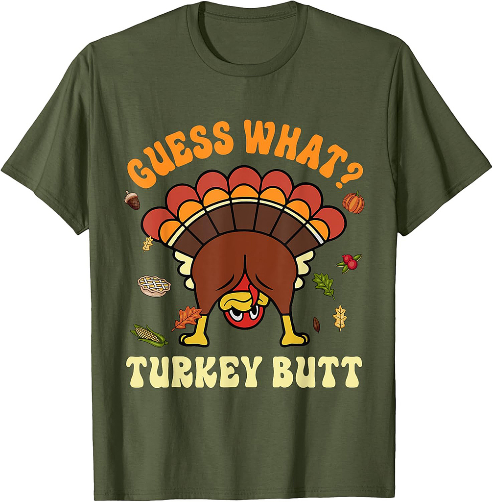 Funny Thanksgiving Guess What Turkey Butt Couples Matching T-Shirt