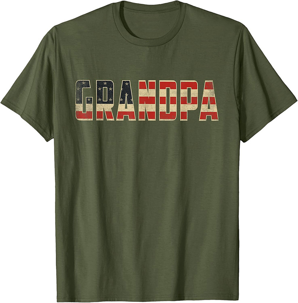 Grandpa Bold Patriotic American Flag Father’s Day Grandpa T-Shirt