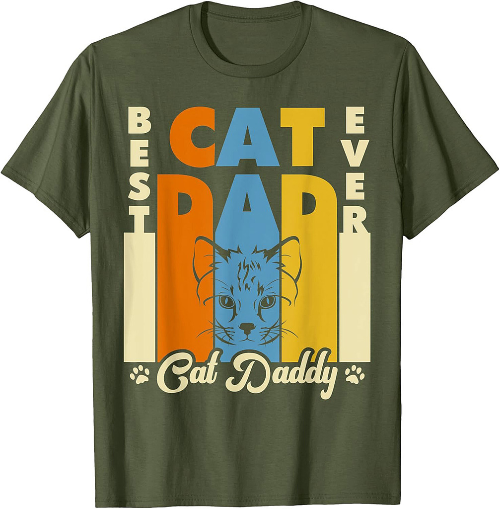 Vintage Best Cat Dad Ever Cat Daddy Funny Cat Lover Father's Day T-Shirt