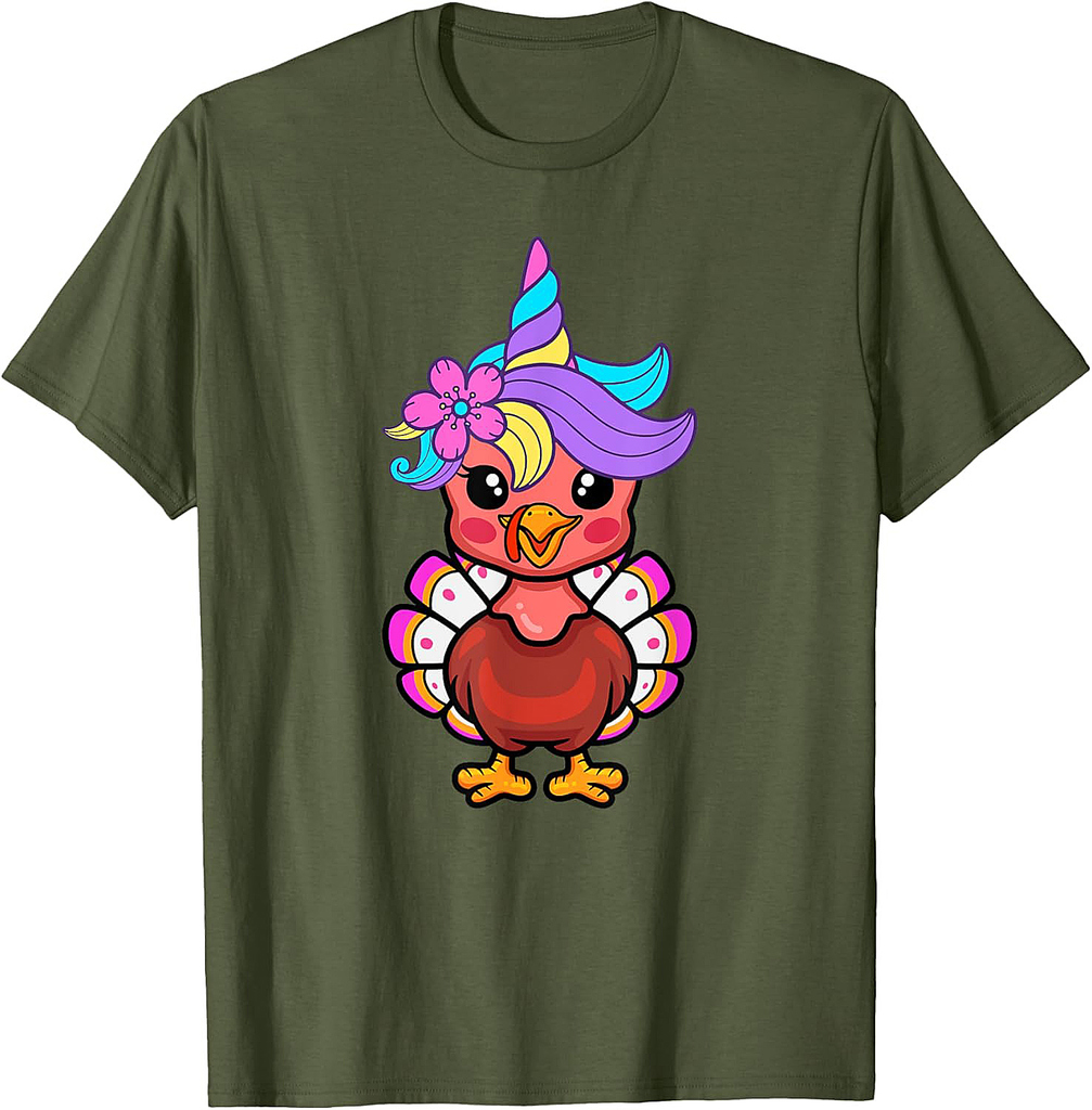 Cute Unicorn Funny Baby Turkey Thanksgiving Day T-Shirt