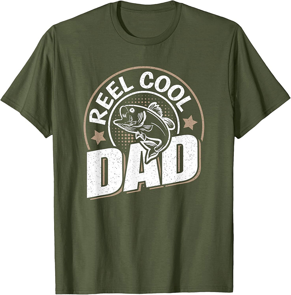 Reel Cool Dad Funny Fishing Dad Saying Graphic Vintage T-Shirt