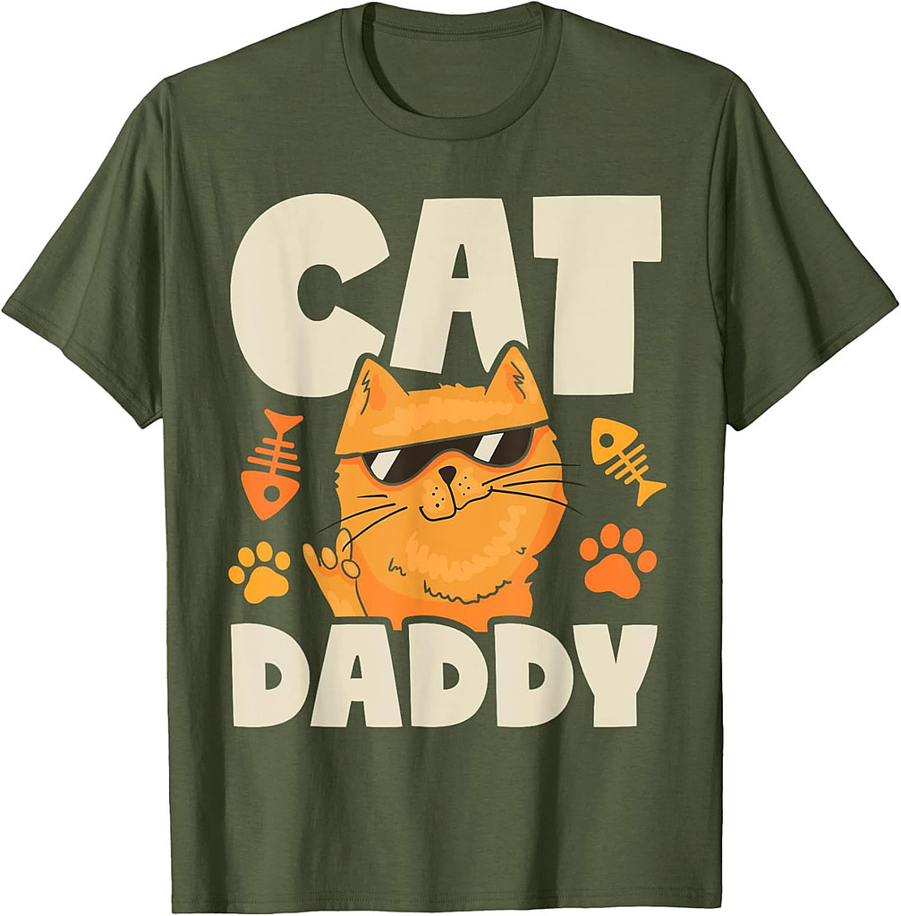 Cat Daddy Father's Day Best Dad Ever Retro Vintage Men Funny T-Shirt