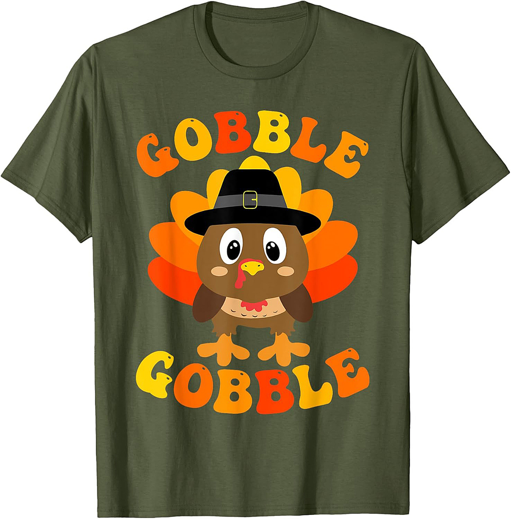 Gobble Turkey Thankful Thanksgiving Autumn Funny Men Women T-Shirt