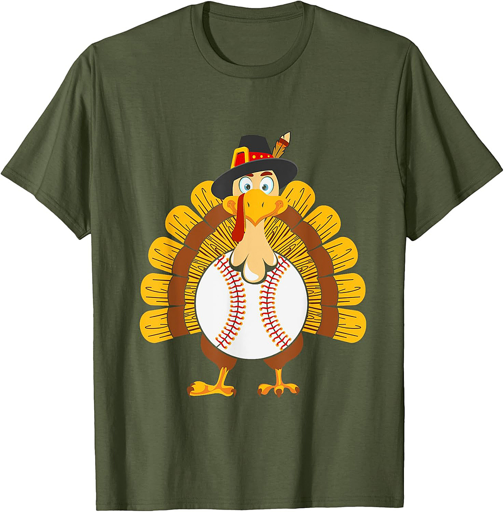 Baseball Turkey Thanksgiving Turkey Baseball Player T-Shirt