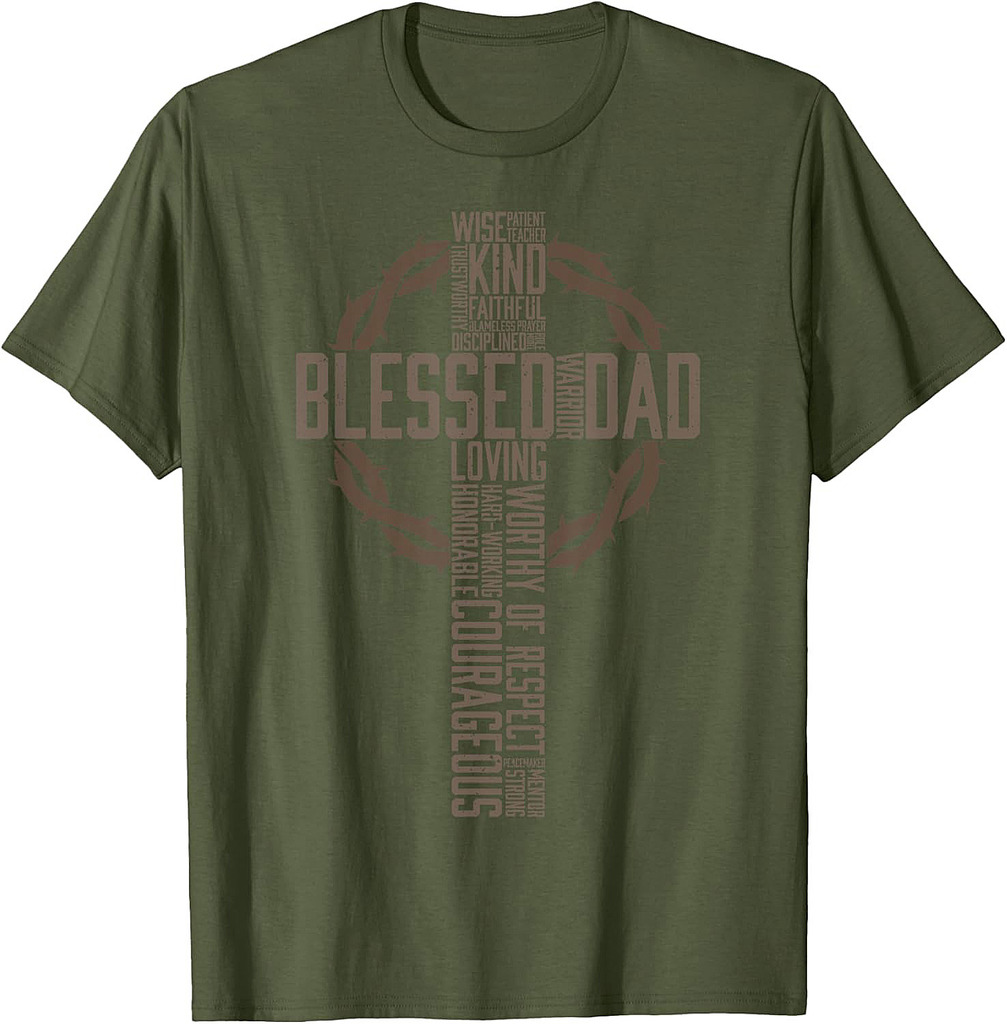 Father's Day Gift for Dad Husband Blessed Dad Christian T-Shirt