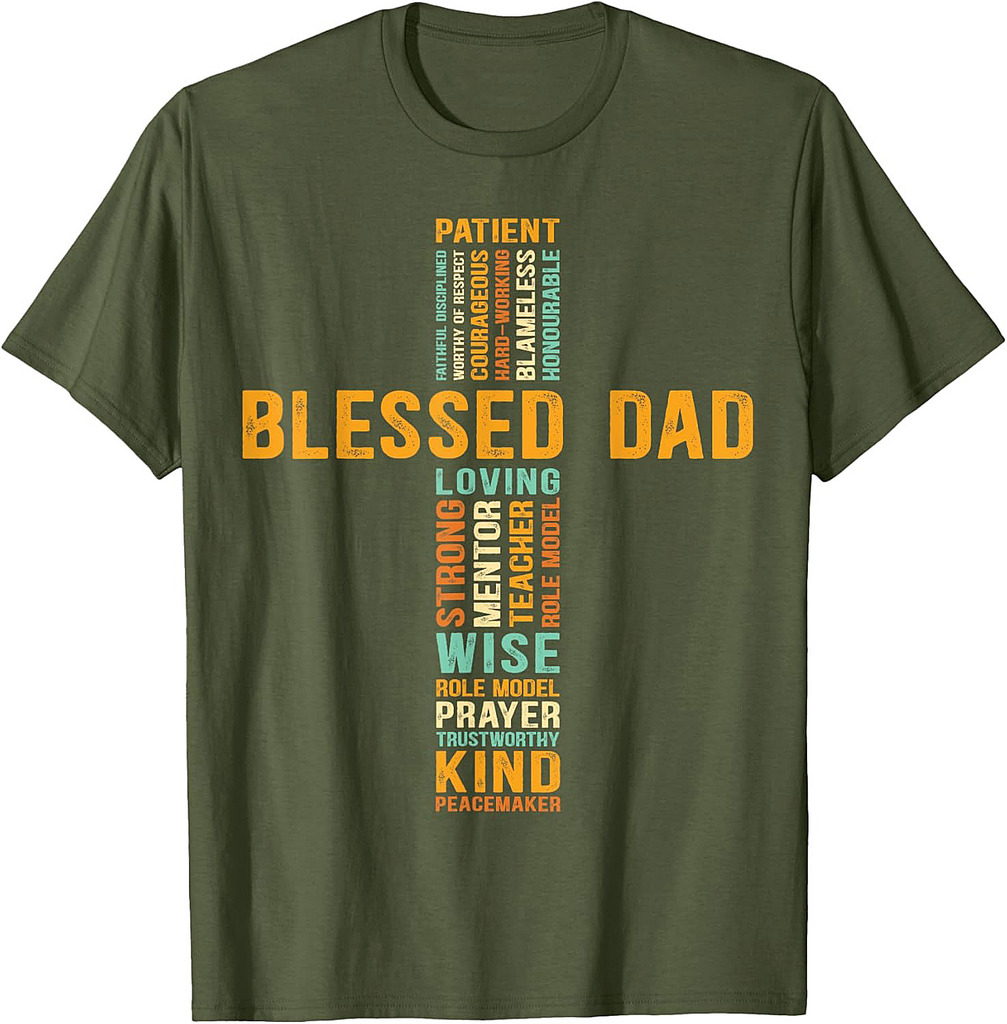 Christian Blessed Dad Cross Father's Day T-Shirt