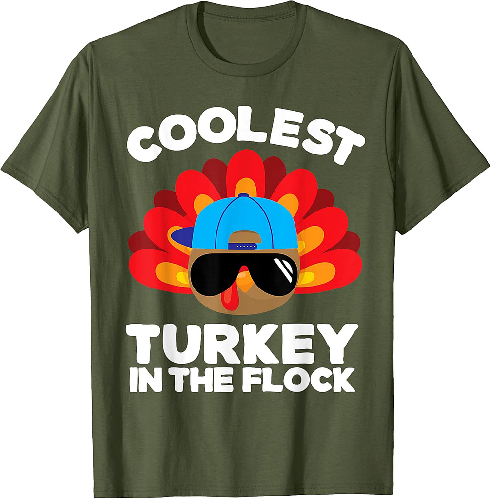 Boys Thanksgiving Shirt For Toddlers Coolest Turkey T-Shirt