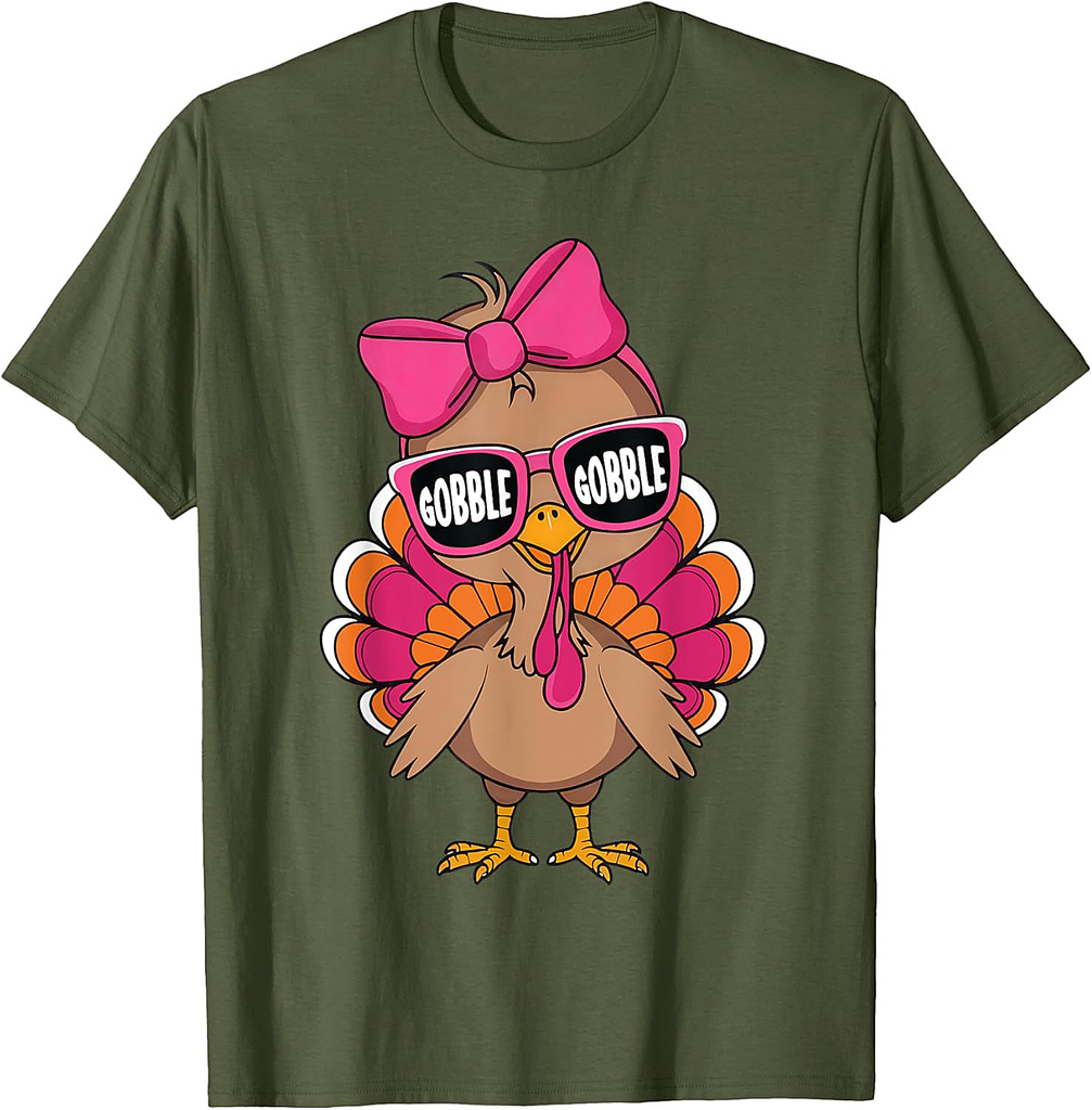 Gobble Turkey Day Happy Thanksgiving Toddlers Girls T-Shirt