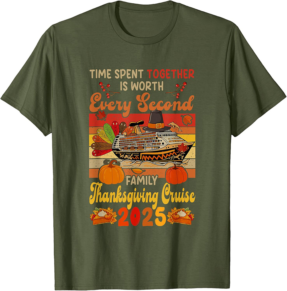 Vintage Retro Family Thanksgiving Funny Cruise 2025 Together T-Shirt