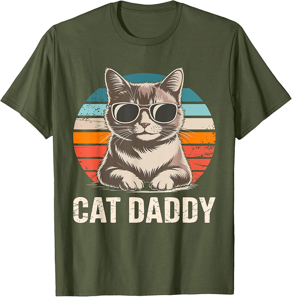 Cat Daddy Shirt Men Cat Lover Dad Fathers Day T-Shirt