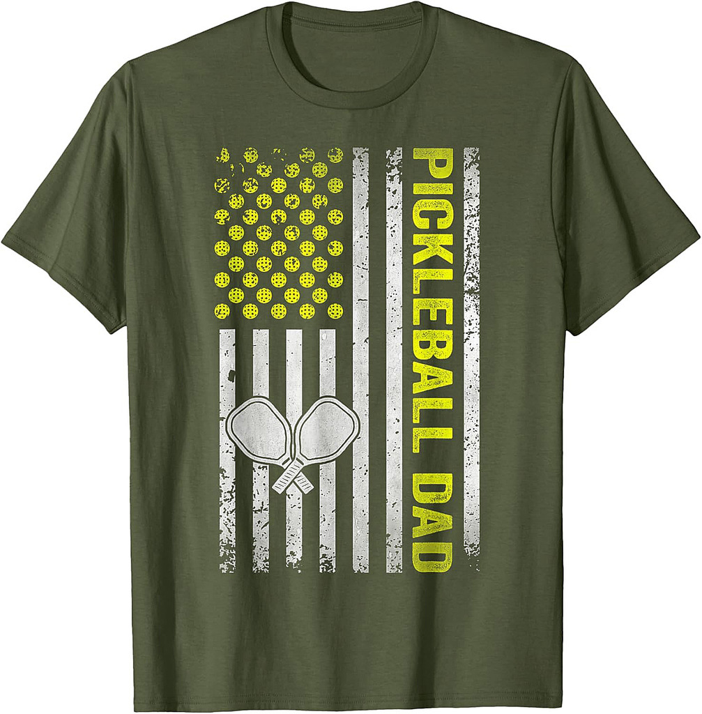 Pickleball Dad Father's Day USA Flag T-Shirt
