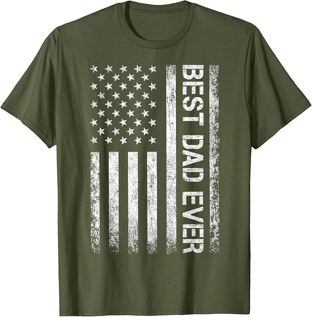 Best Dad Ever US American Flag Gift For Father's Day T-Shirt