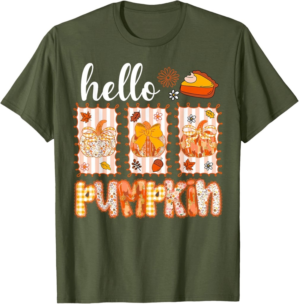 Hello Fall Pumpkin Bow Coquette Tis The Season Thanksgiving T-Shirt