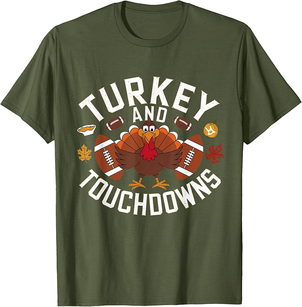 Thanksgiving Turkey And Touchdowns Football Men Women T-Shirt