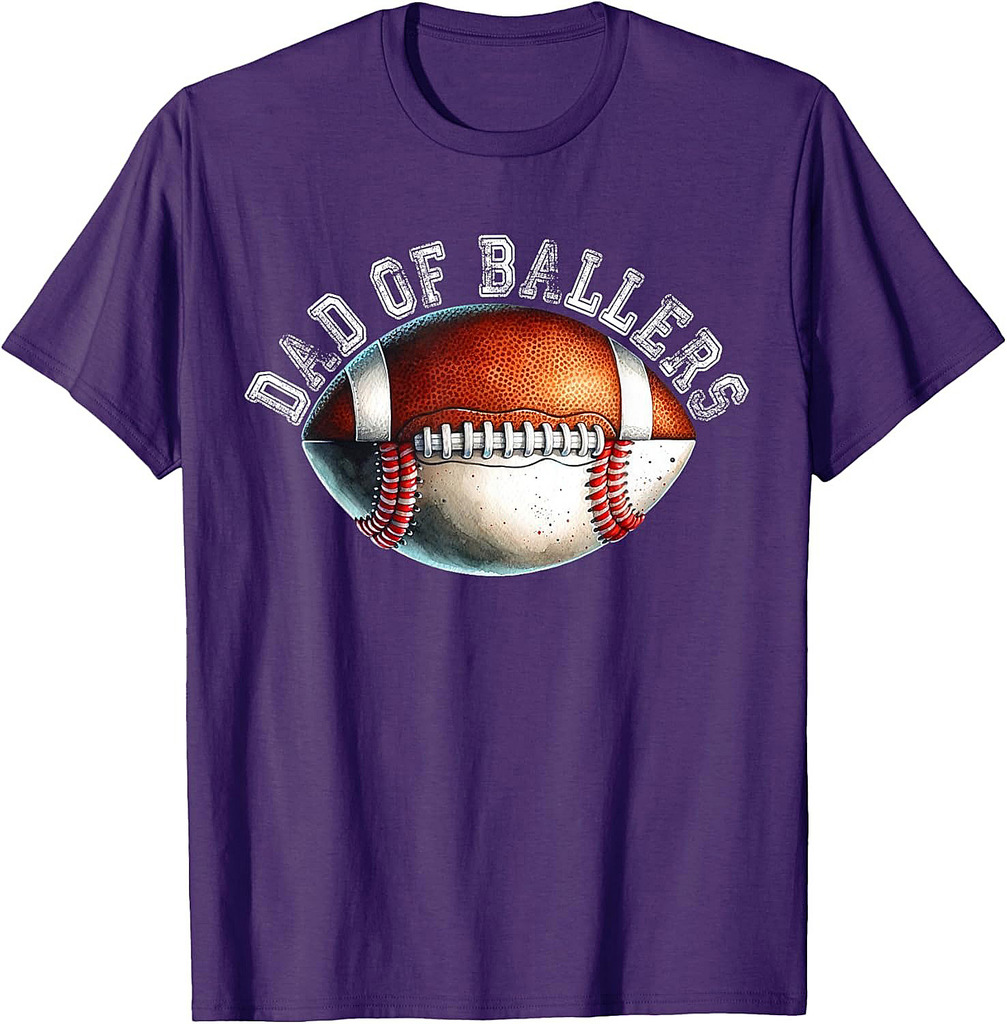 Dad of Ballers Football Baseball Player Coach Father's Day T-Shirt
