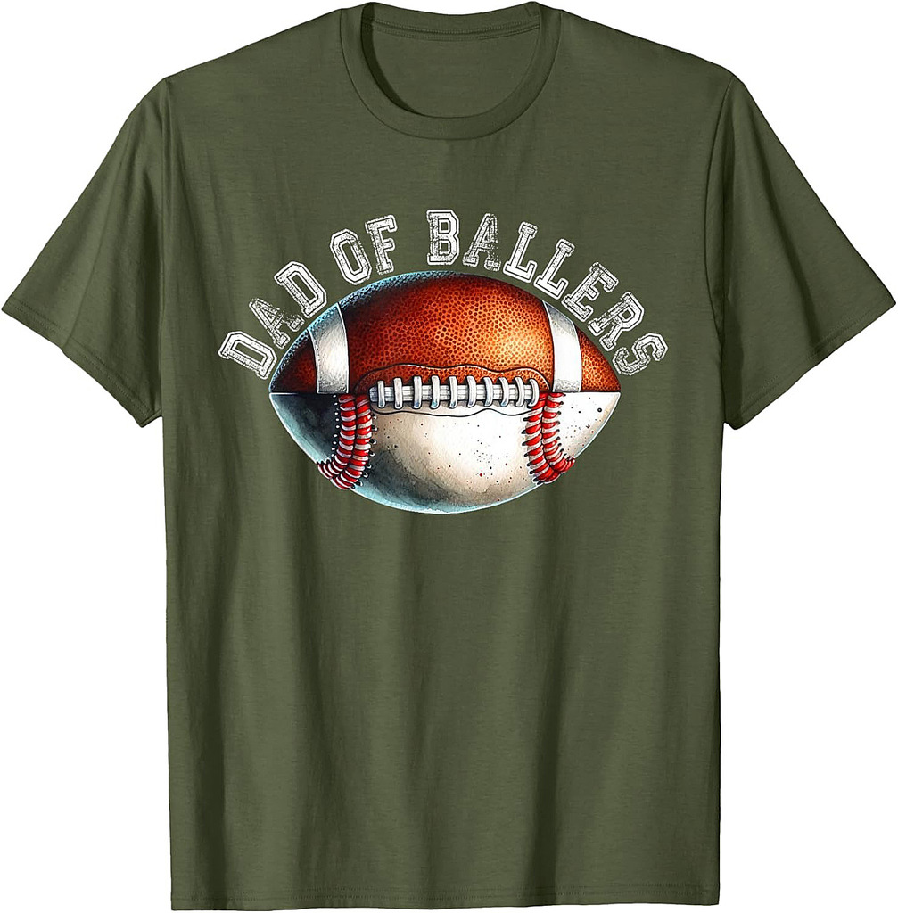 Dad of Ballers Football Baseball Player Coach Father's Day T-Shirt