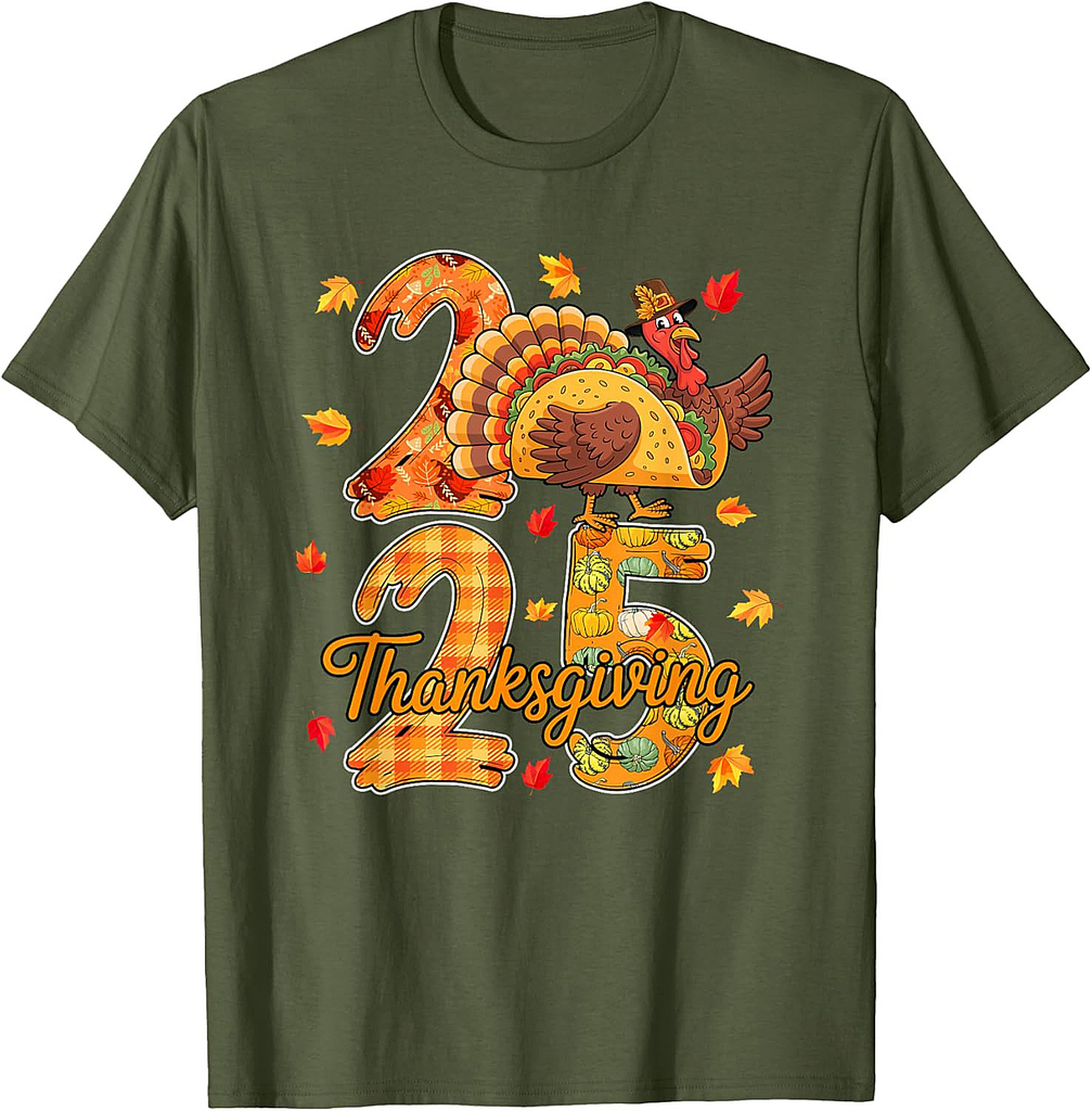 Thanksgiving 2025 Cute Turkey As Taco Food Lover Autumn T-Shirt