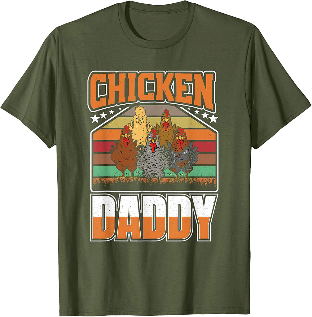 Chicken Daddy Vintage Rooster For Dad Farmer Fathers Day T-Shirt