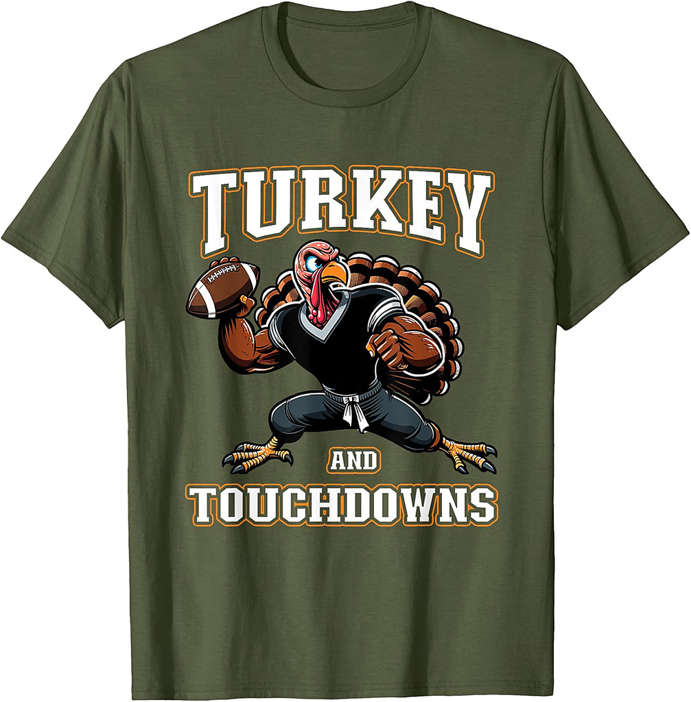 Thanksgiving Design for Men Turkey and Touchdowns Youth Men T-Shirt
