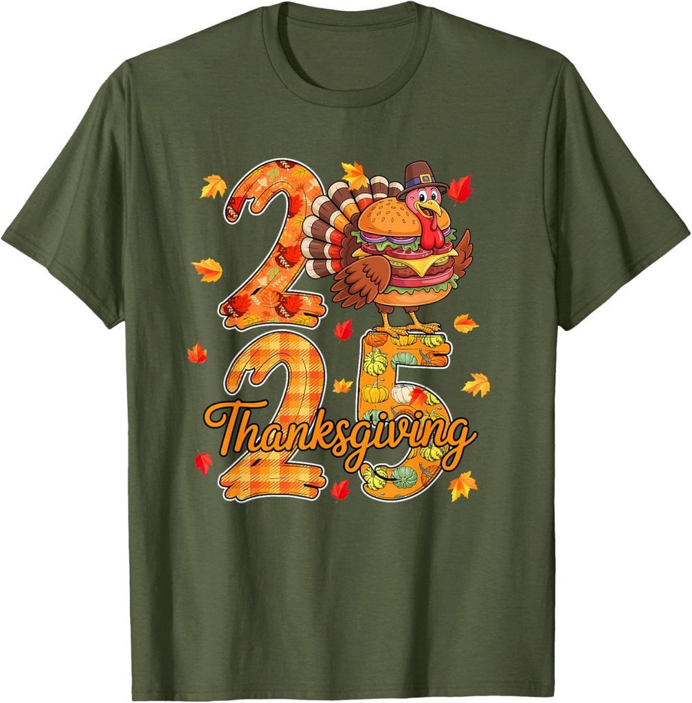 Thanksgiving 2025 Cute Turkey As Hamburger Food Lover Autumn T-Shirt