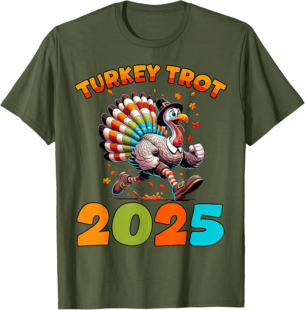 Running Turkey Trot Thanksgiving 2025 for Boys Girls T-Shirt