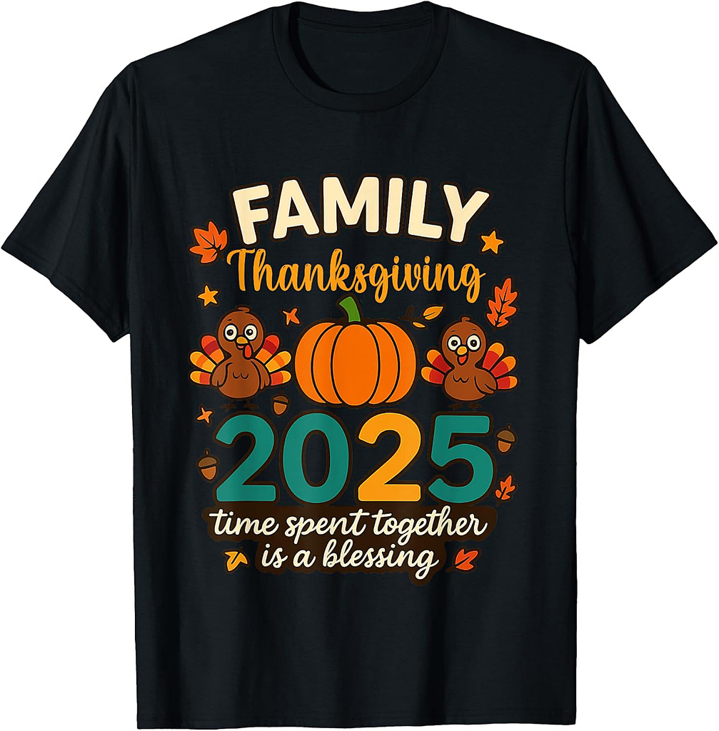 Happy Family Thanksgiving Together 2025 Crew Turkey T-Shirt