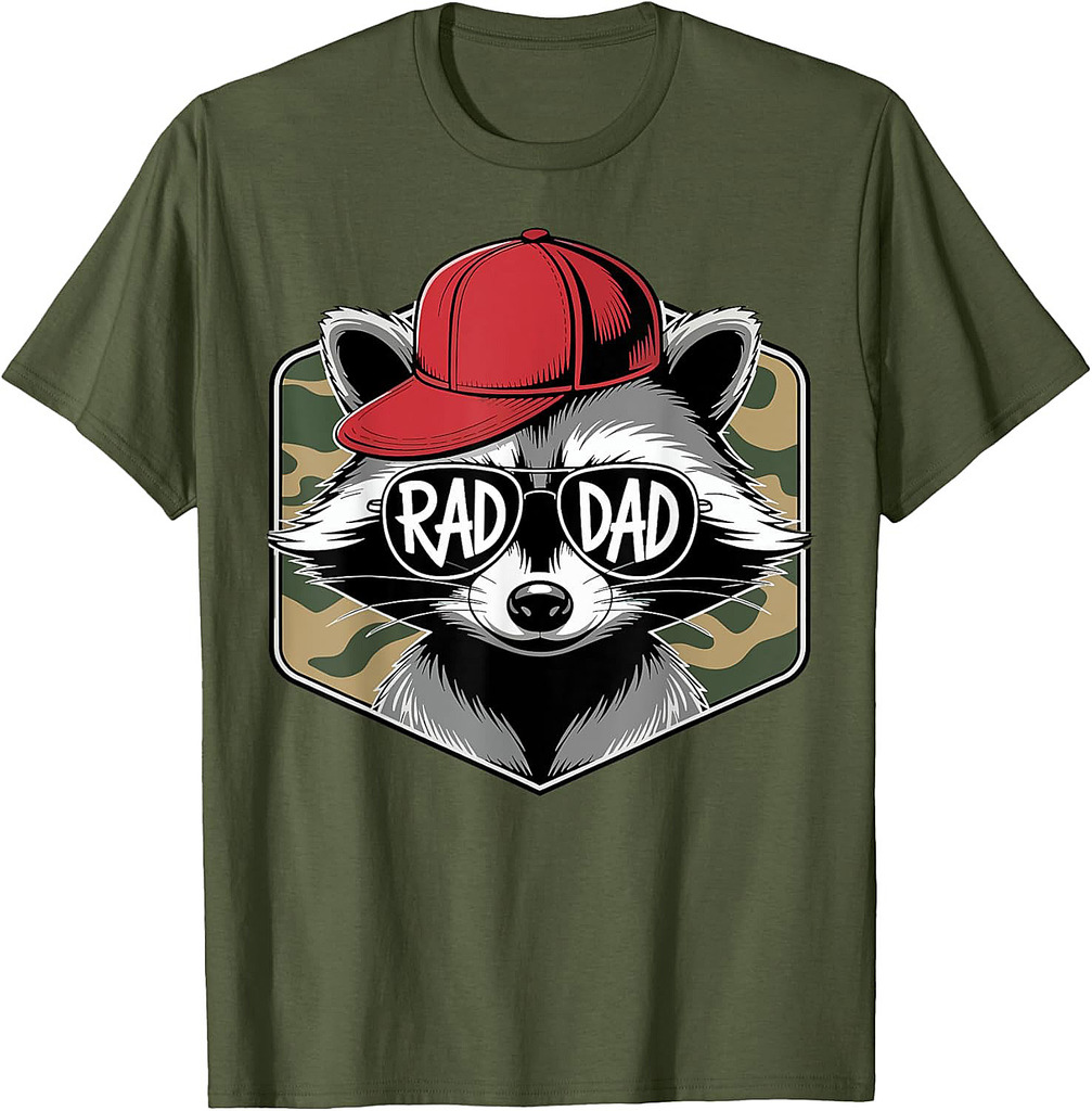 Vintage Rad Camo Dad Daddy Funny Raccoon Happy Father's Day T-Shirt