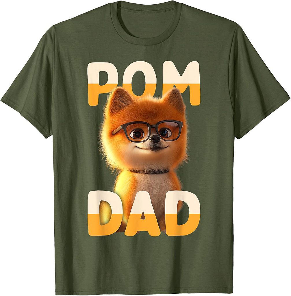 Pom Dad Pomeranian Daddy Spitz Papa Fathers Day Cute Pom T-Shirt