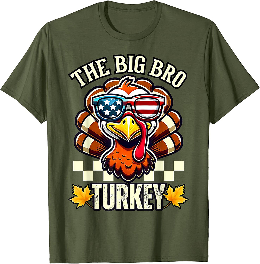 Big Bro Turkey Party kid matching family Group thanksgiving T-Shirt