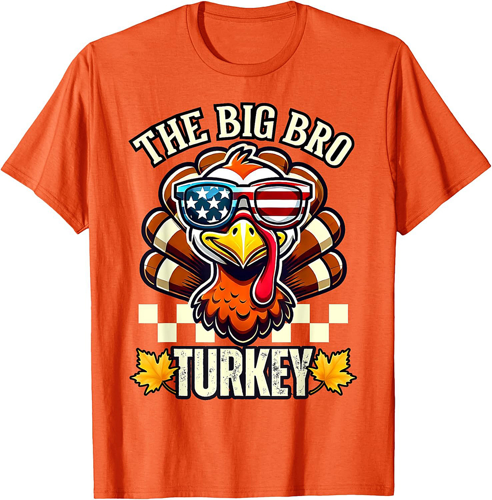 Big Bro Turkey Party kid matching family Group thanksgiving T-Shirt