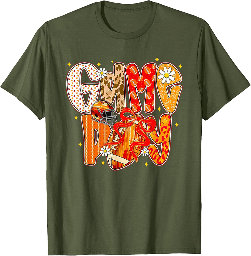 Coquette Bow Football Fall Game Day Vibes Thanksgiving T-Shirt