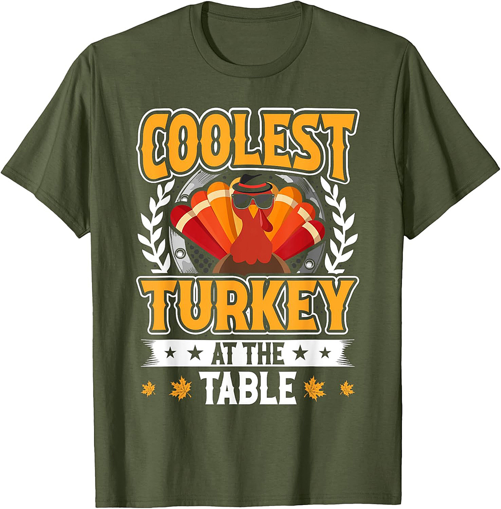 Thanksgiving Kids Toddler Coolest Turkey At The Table T-Shirt