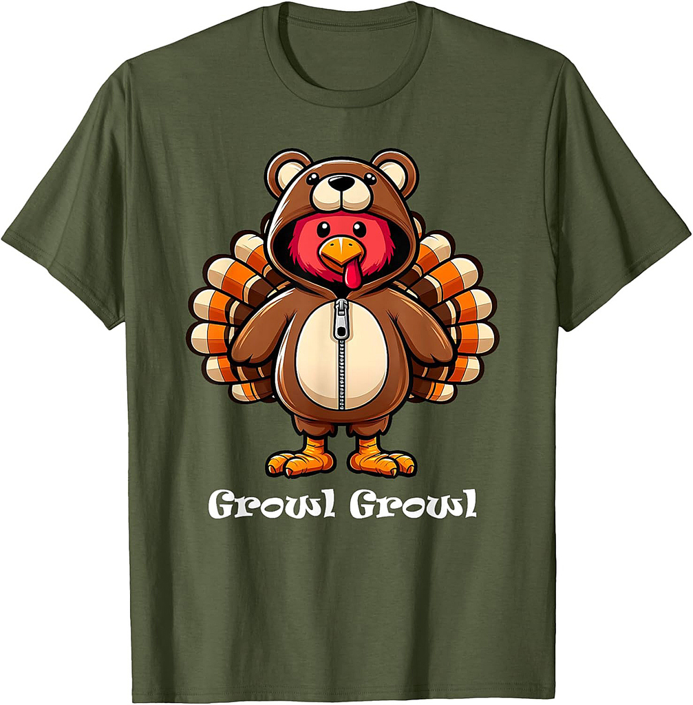 Turkey Costume Bear Funny Thanksgiving Turkey Women Men T-Shirt