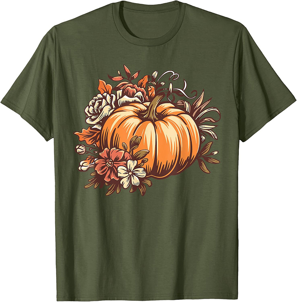Fall Shirt Women Vintage Pumpkin Autumn Graphic Thanksgiving T-Shirt