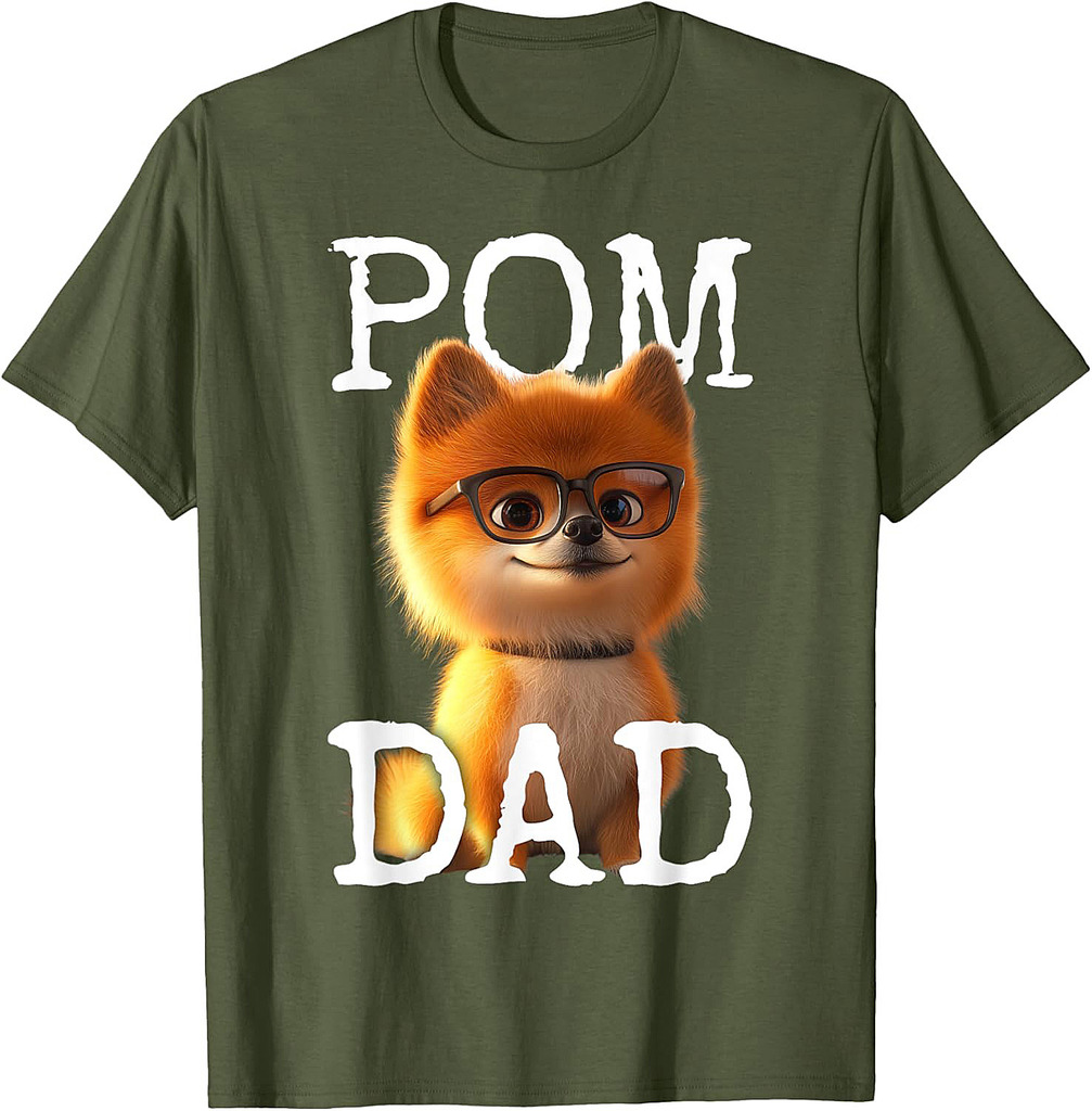 Pom Dad Pomeranian Daddy Spitz Papa Fathers Day T-Shirt